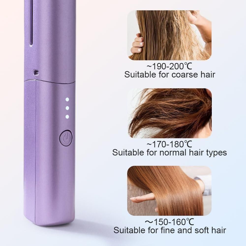 Meneflix Portable Mini Hair Straightener™ | Cordless Rechargeable Mini Adjustable Hair Straightener Hot Comb