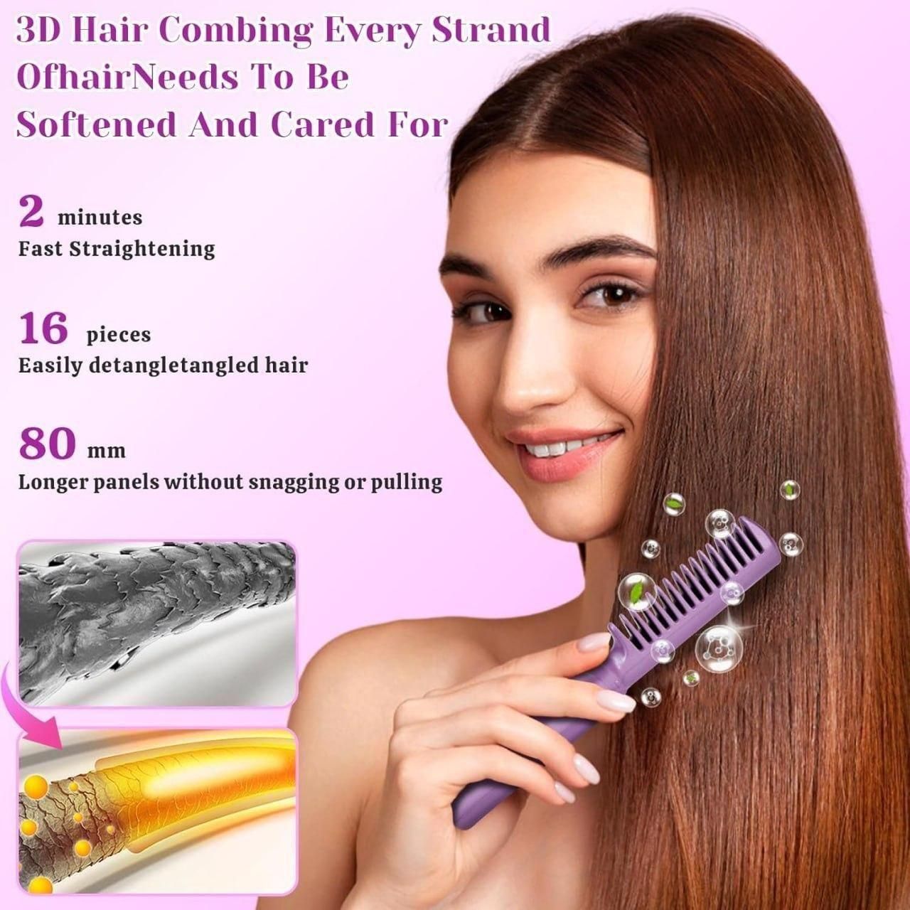 Meneflix Portable Mini Hair Straightener™ | Cordless Rechargeable Mini Adjustable Hair Straightener Hot Comb